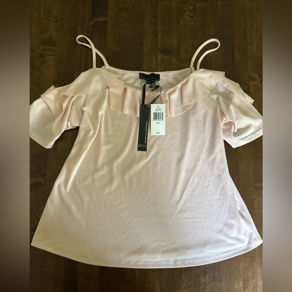 New i Jeans by Buffalo Top Pink Ruffles Strappy Size Small Pink Blouse Y2K Style